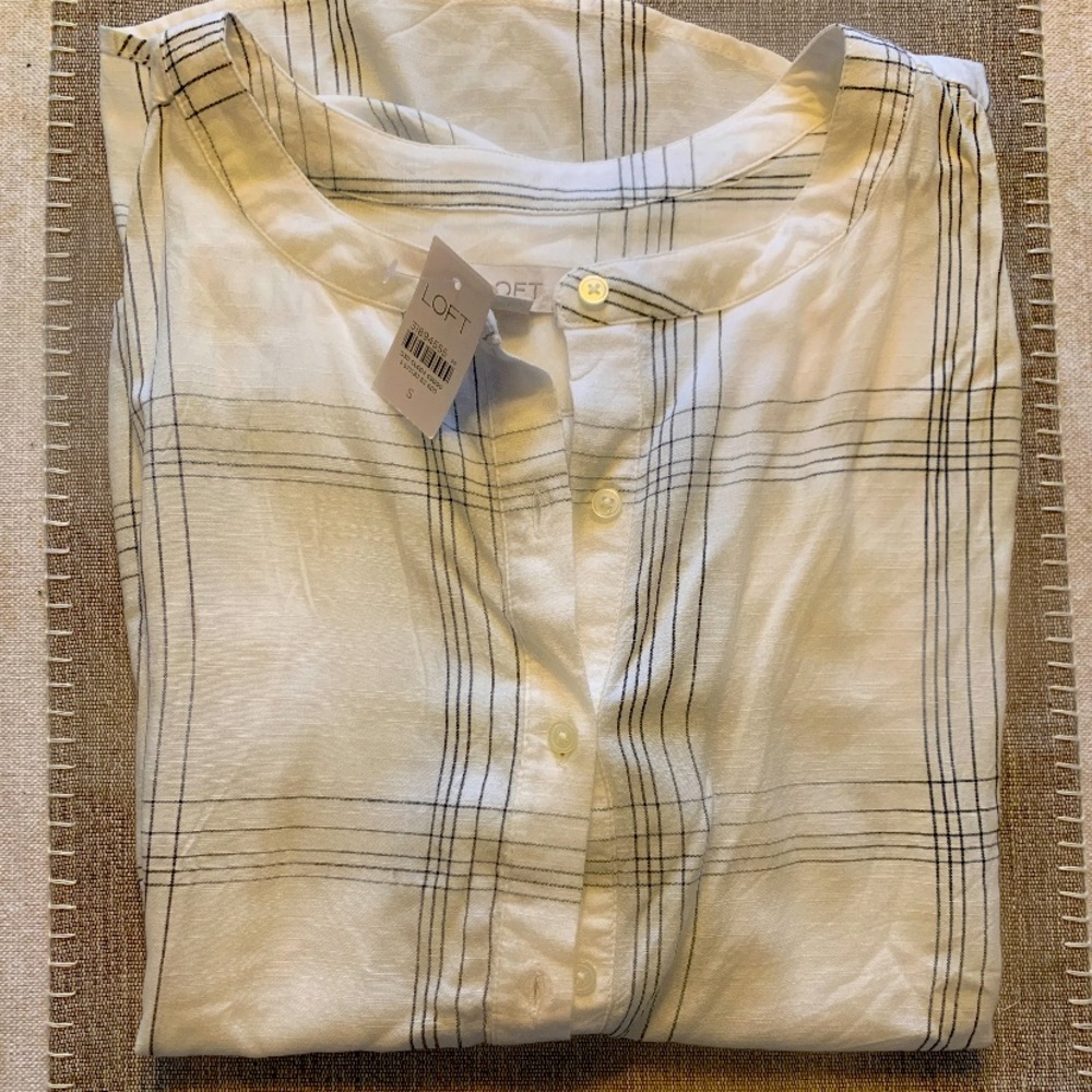 LOFT Dolman Plaid Henley Shirt